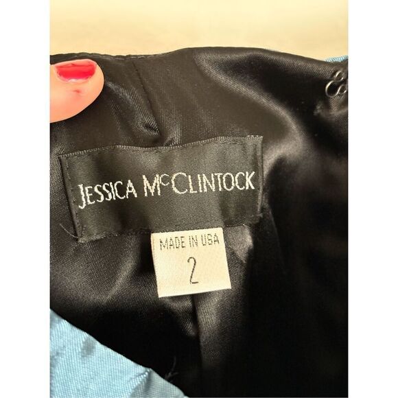 Jessica McClintock y2k 90s blue maxi skirt size 2 - Picture 4 of 13